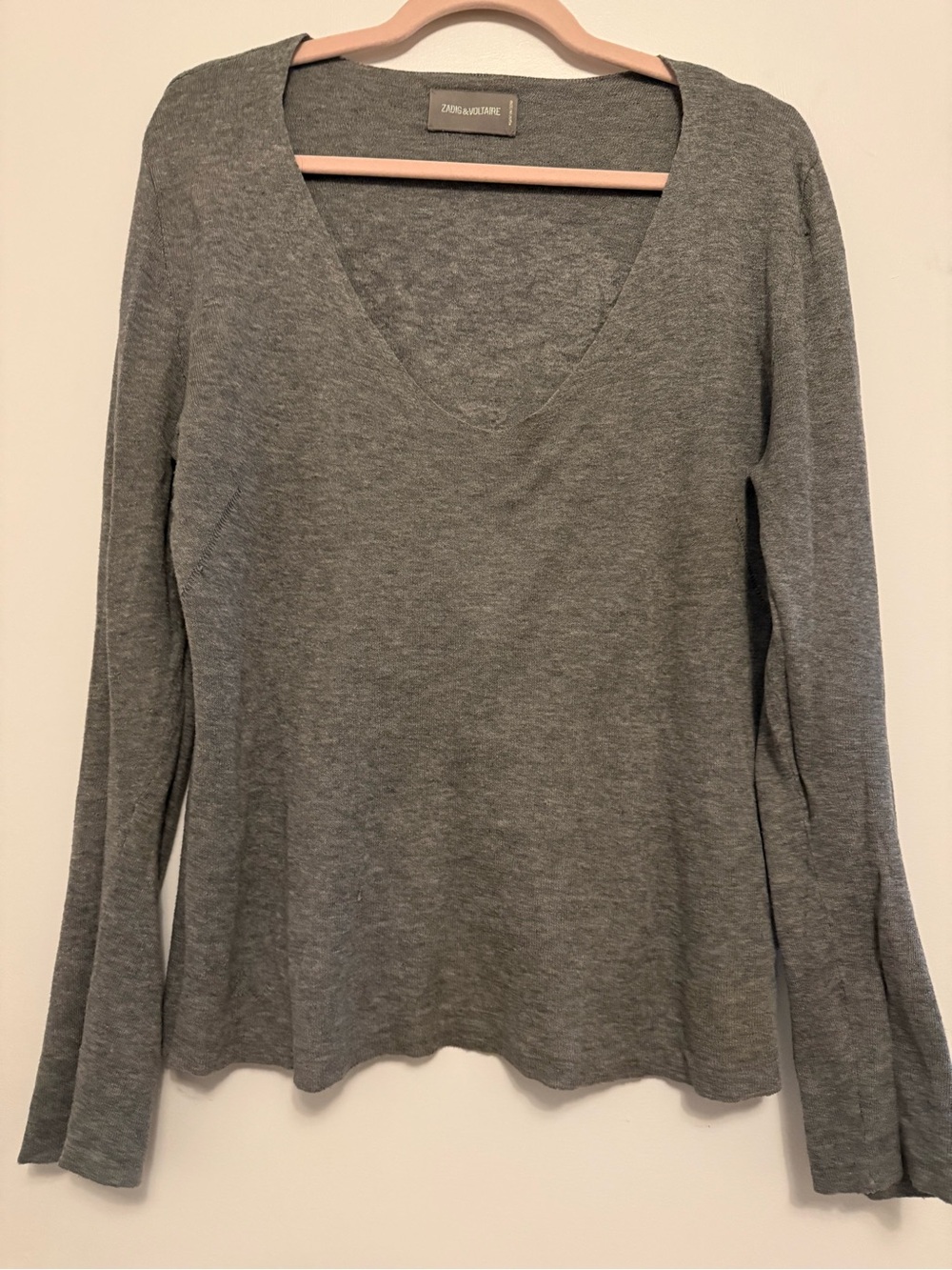 Zadig & Voltaire Nofstra Bid Gray Skull Back Cotton Knit Sweater - Picture 4 of 8